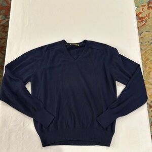 Lyle &‎ Scott Vintage V neck navy blue sweater XL EUC